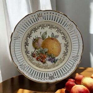 Vintage Germany Schwarzenhammer Fruit Reticulated Porcelain Ceramic Plate Dish